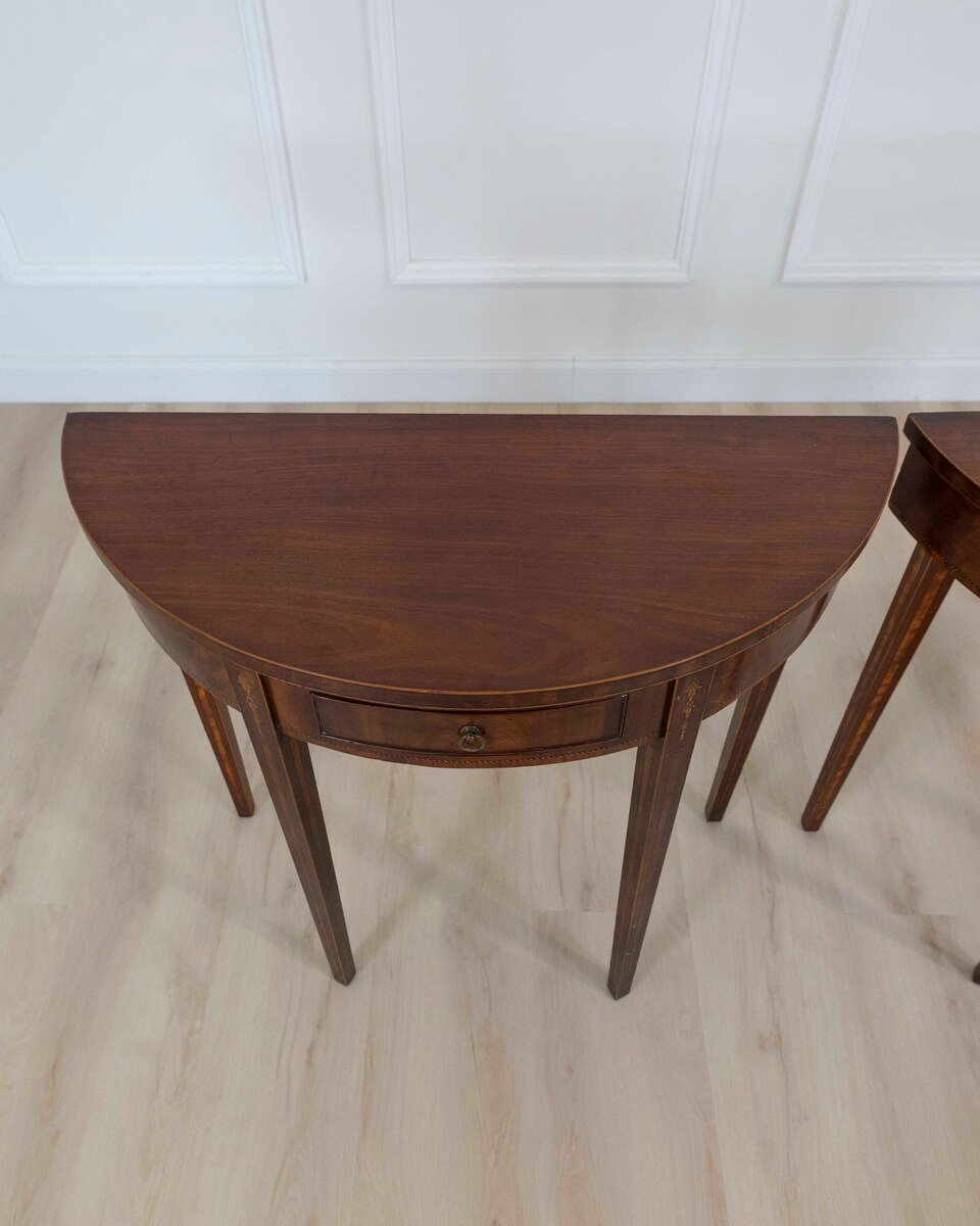 Pair of 19th Century Mahogany Demi Lune Side Tables - JAA