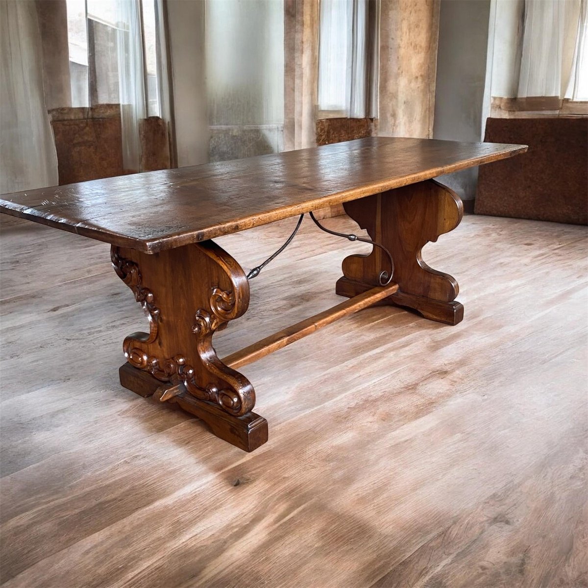 Late 17th Century Refectory Table with Carved Ace-Shaped Legs - JAA