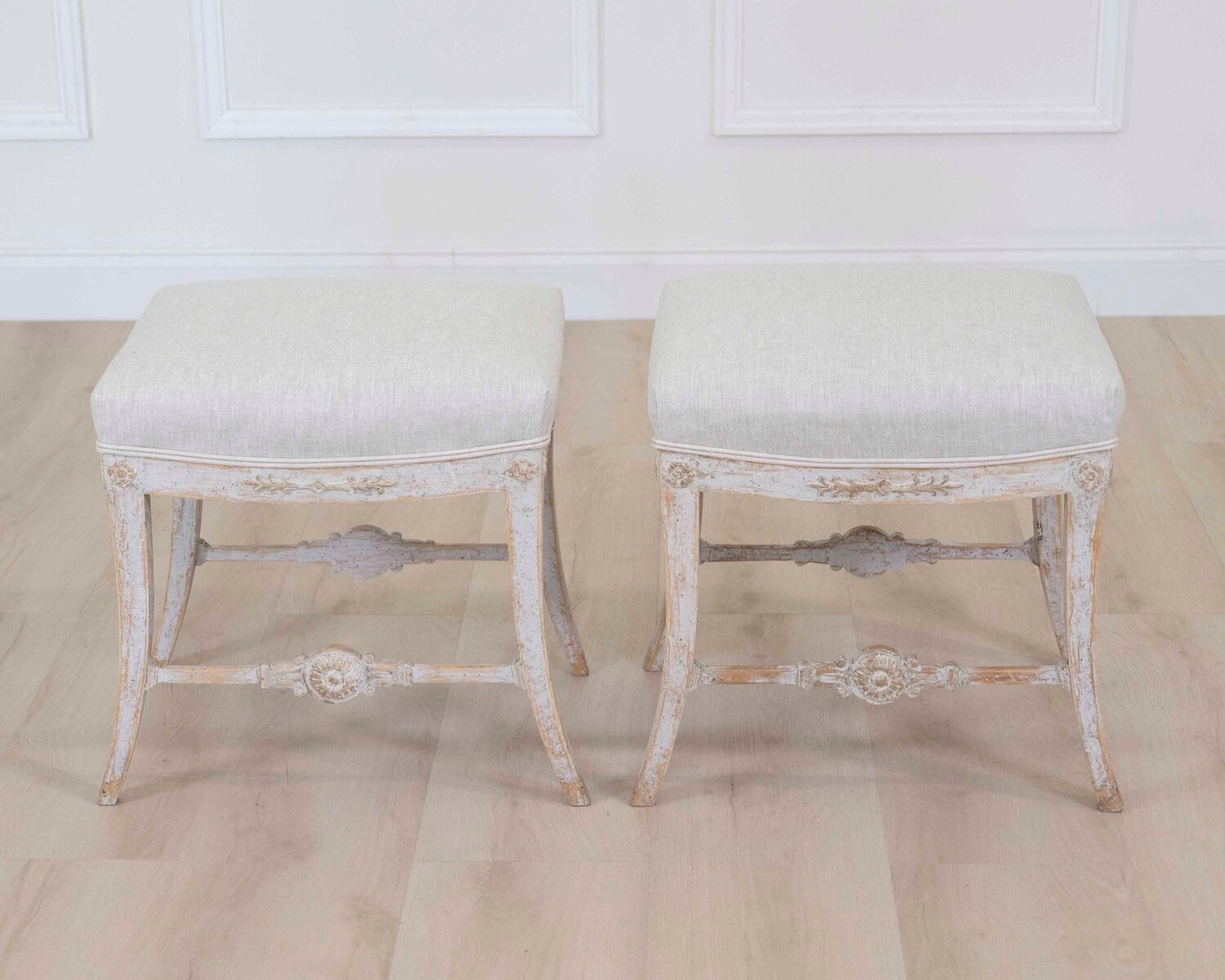 Pair of Swedish 19th Century Gustavian Stools - JAA
