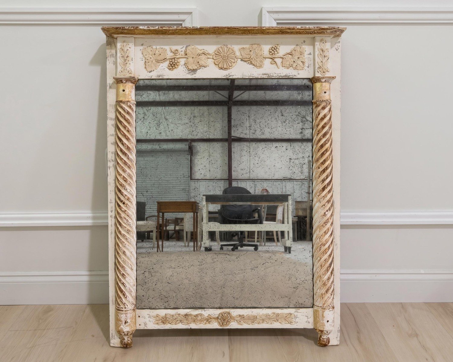 Antique 19th Century French Mirror with Original Paint and Glass - JAA