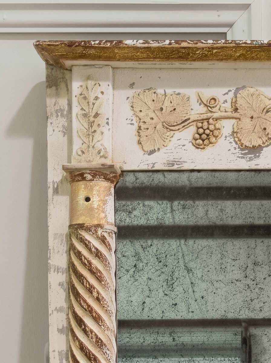 Antique 19th Century French Mirror with Original Paint and Glass - JAA