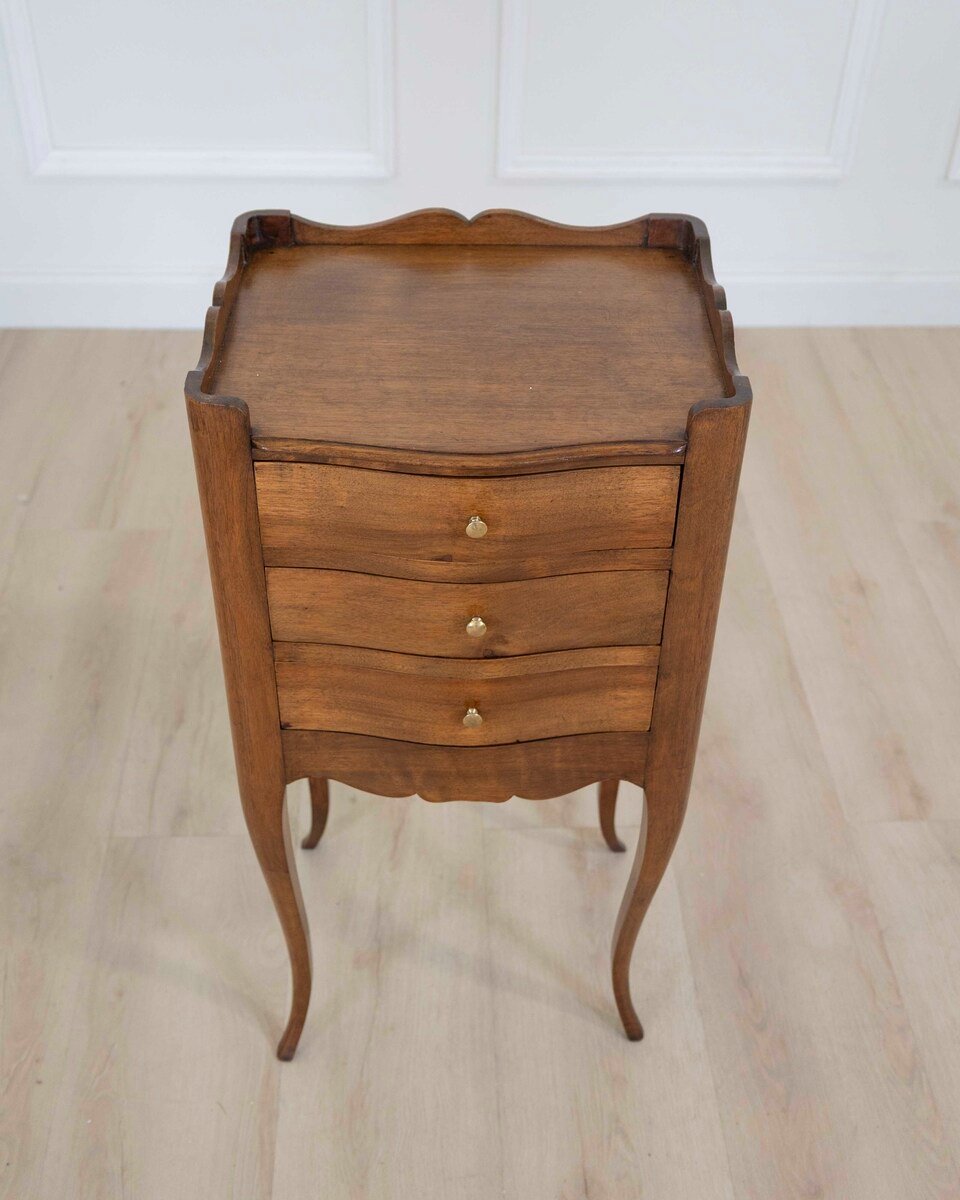 Louis XV Style Walnut Bedside Table - JAA