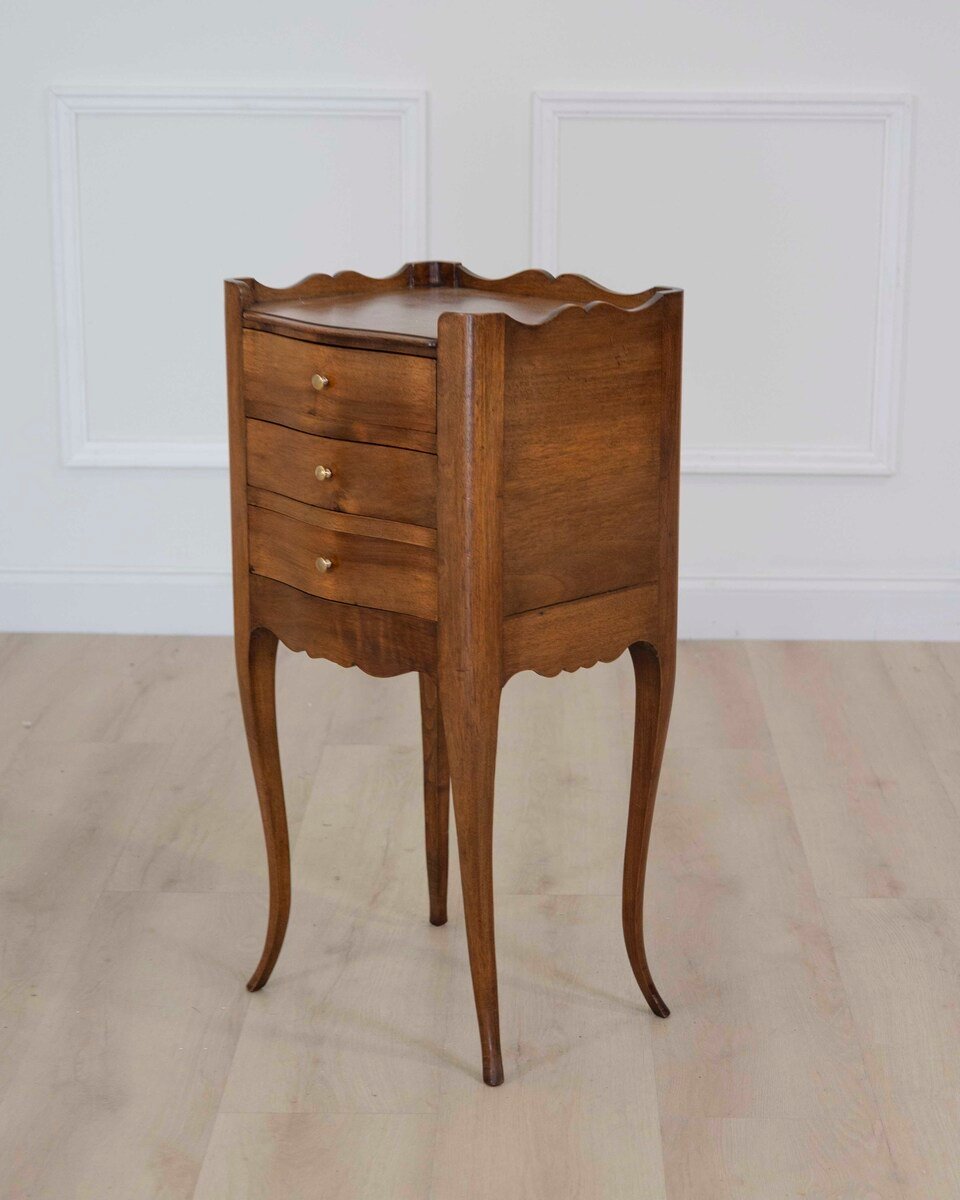 Louis XV Style Walnut Bedside Table - JAA