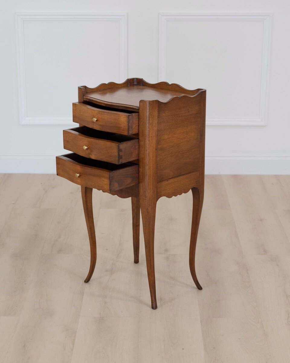 Louis XV Style Walnut Bedside Table - JAA