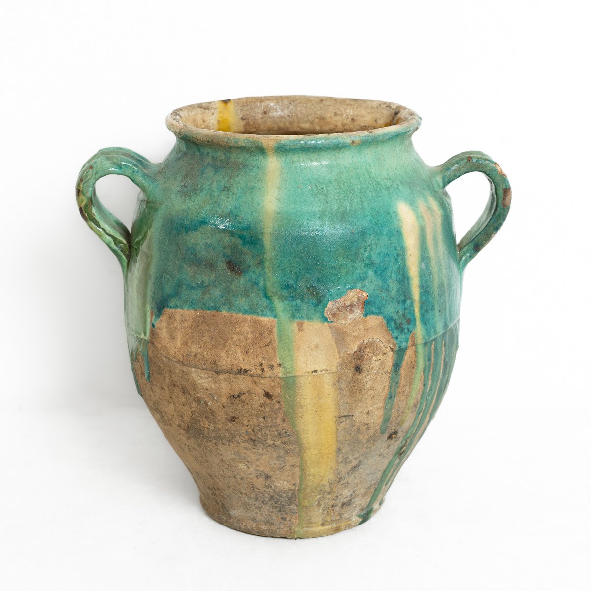 Rare Turquoise and Green Glaze Confit Pot France, circa 1840. - JAA