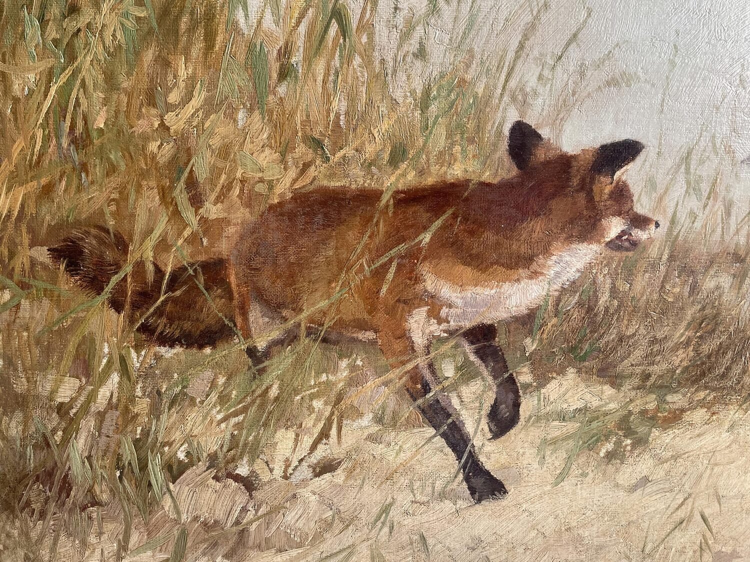 Painting with Fox and Mallard By Otto Von Groote, oil on canvas - JAA