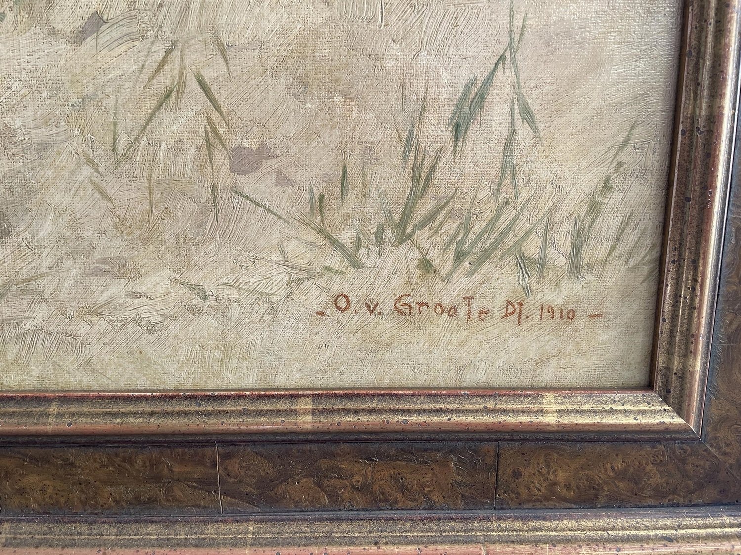 Painting with Fox and Mallard By Otto Von Groote, oil on canvas - JAA