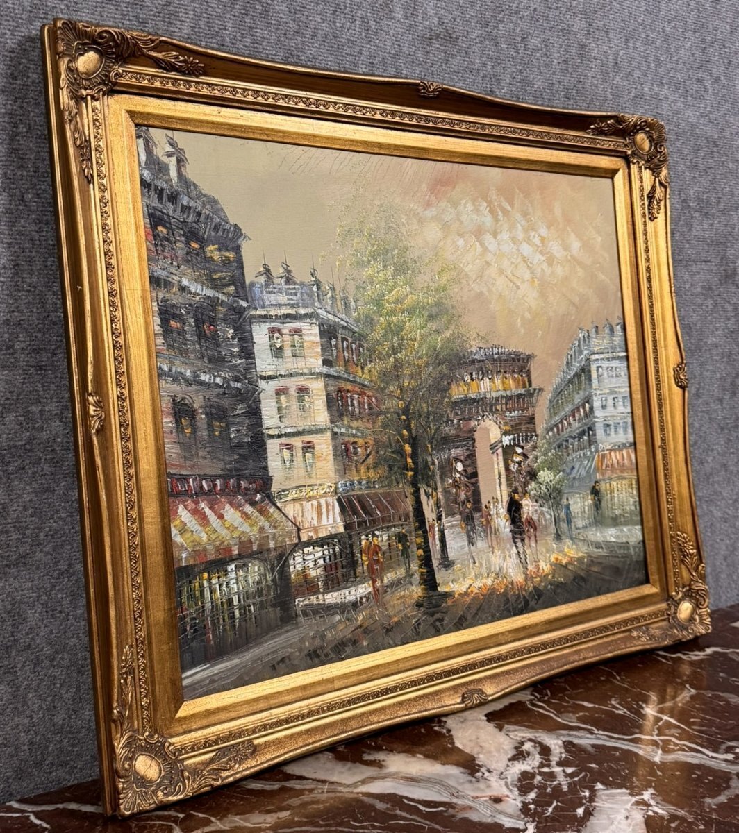 Antique Painting – View of Paris, Arc de Triomphe – Framed Oil on Canvas. - JAA
