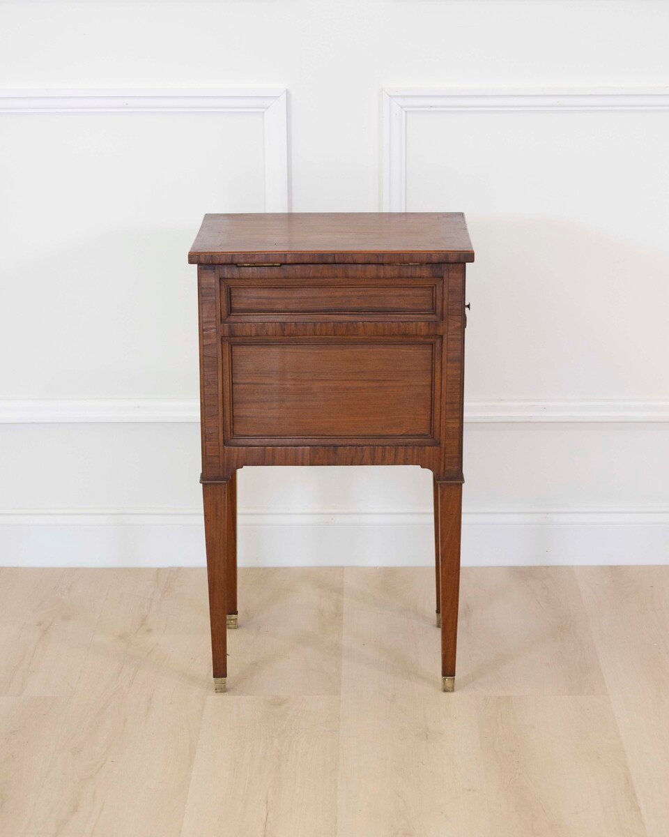 French 19th Century Louis XVI Style Mahogany Side Table with Fitted Mirror - JAA