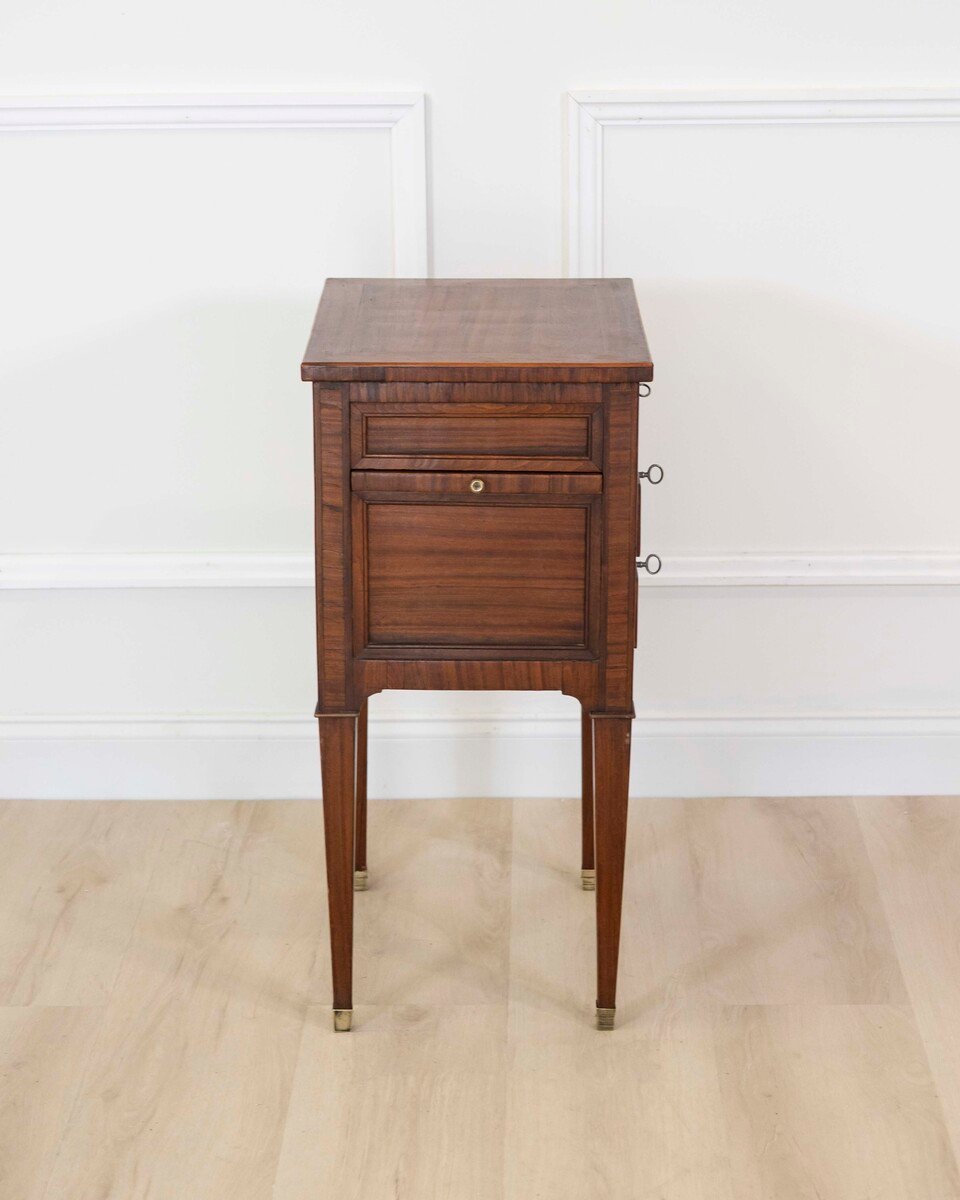 French 19th Century Louis XVI Style Mahogany Side Table with Fitted Mirror - JAA