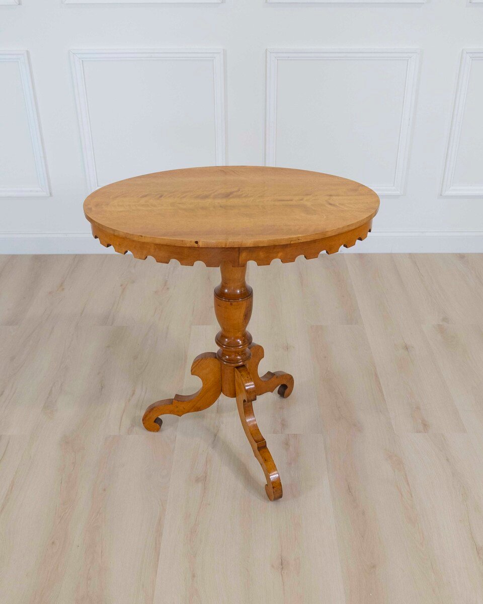 19th Century Swedish Oval Flame Birch Side Table, Circa 1890 - JAA