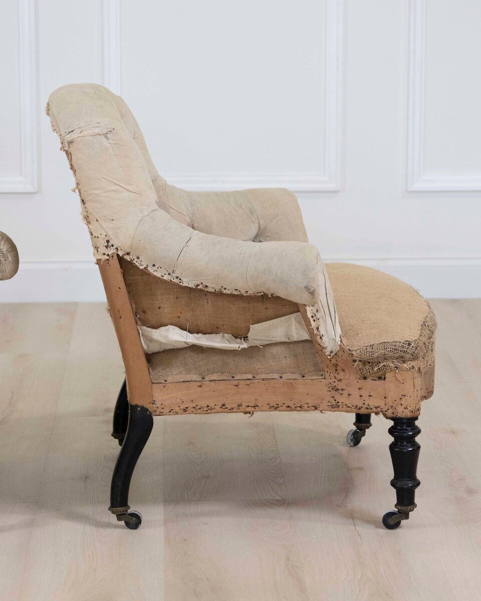 Small Pair of 19th Century Napoleon III Chairs, Ready to Upholster - JAA