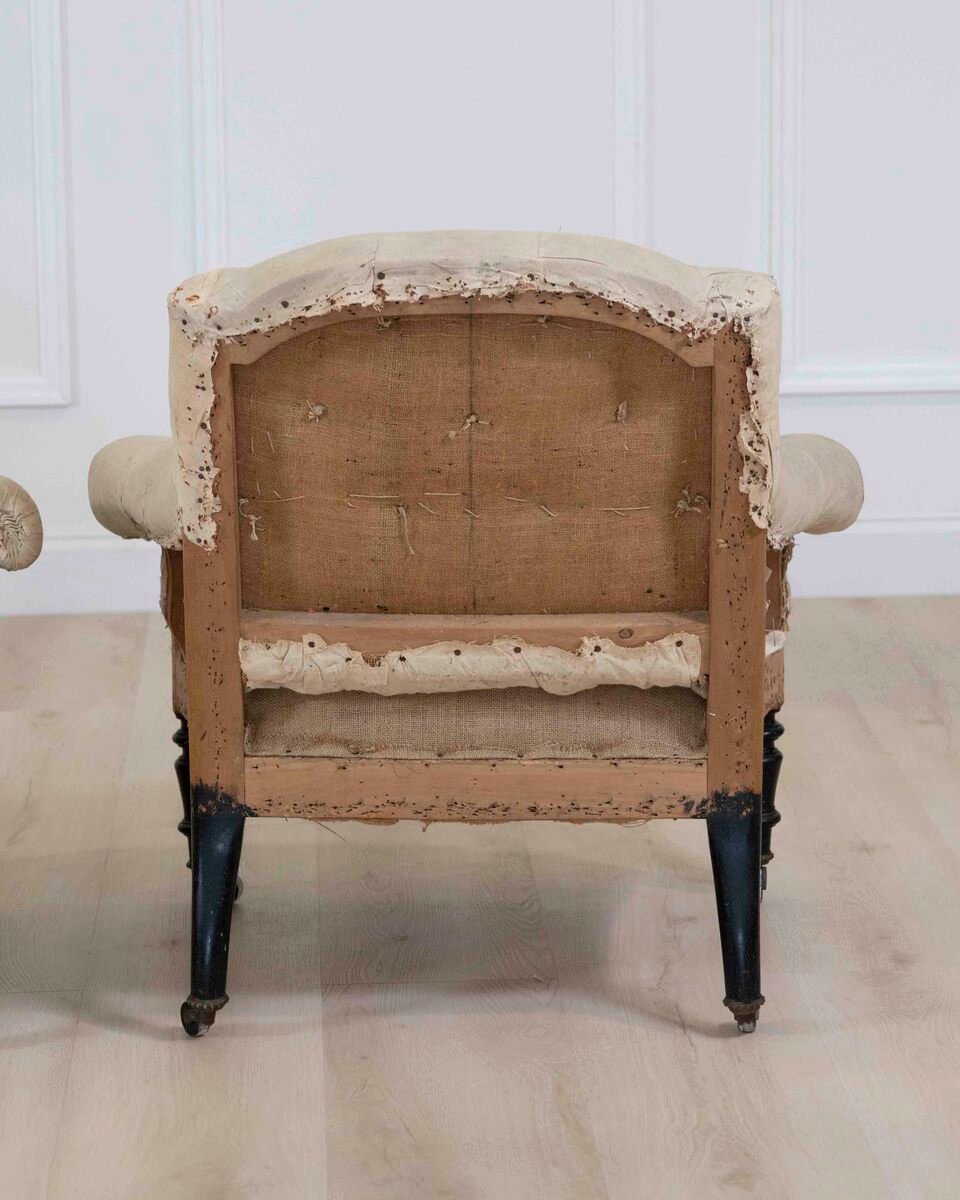 Small Pair of 19th Century Napoleon III Chairs, Ready to Upholster - JAA