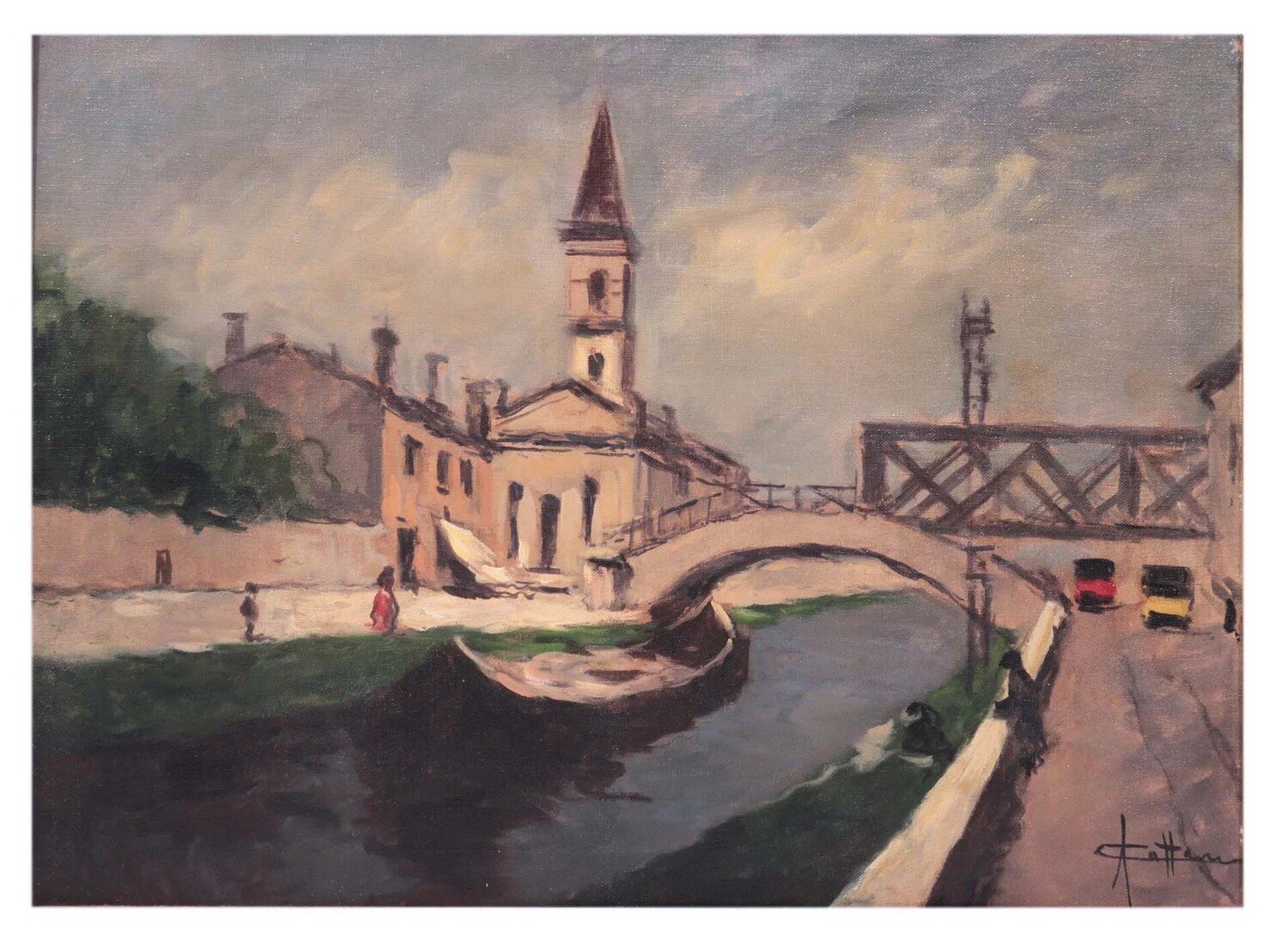 Achille Cattaneo (Milan 1872-1931) - Navigli - JAA