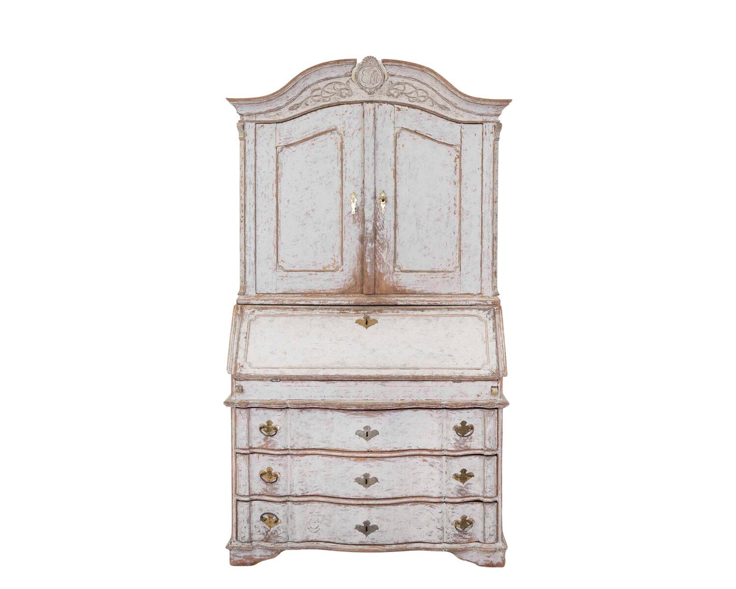 18th Century Danish Rococo Secretary with Serpentine Front, circa 1760