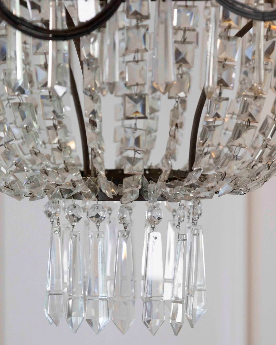 19th Century Italian Empire Crystal Chandelier Nine-armed Candle Chandelier - JAA