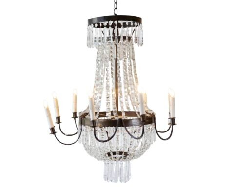 19th Century Italian Empire Crystal Chandelier Nine-armed Candle Chandelier