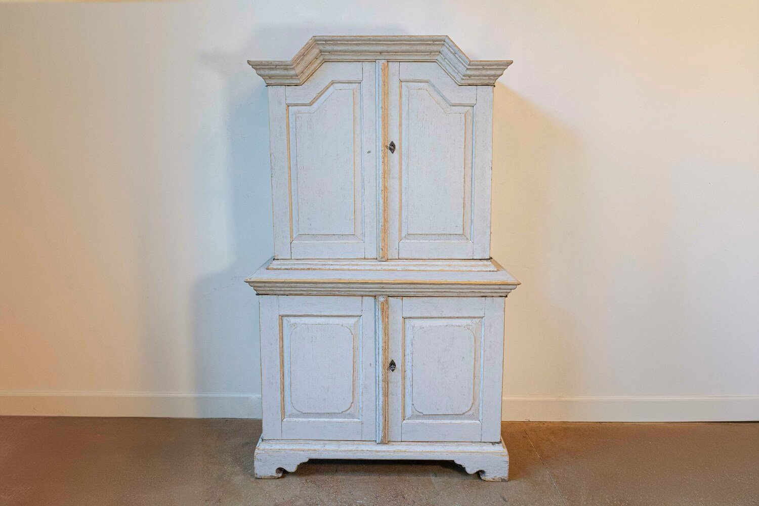 Swedish Baroque Period 1760 Painted Two-Part Cabinet with Four Doors - JAA