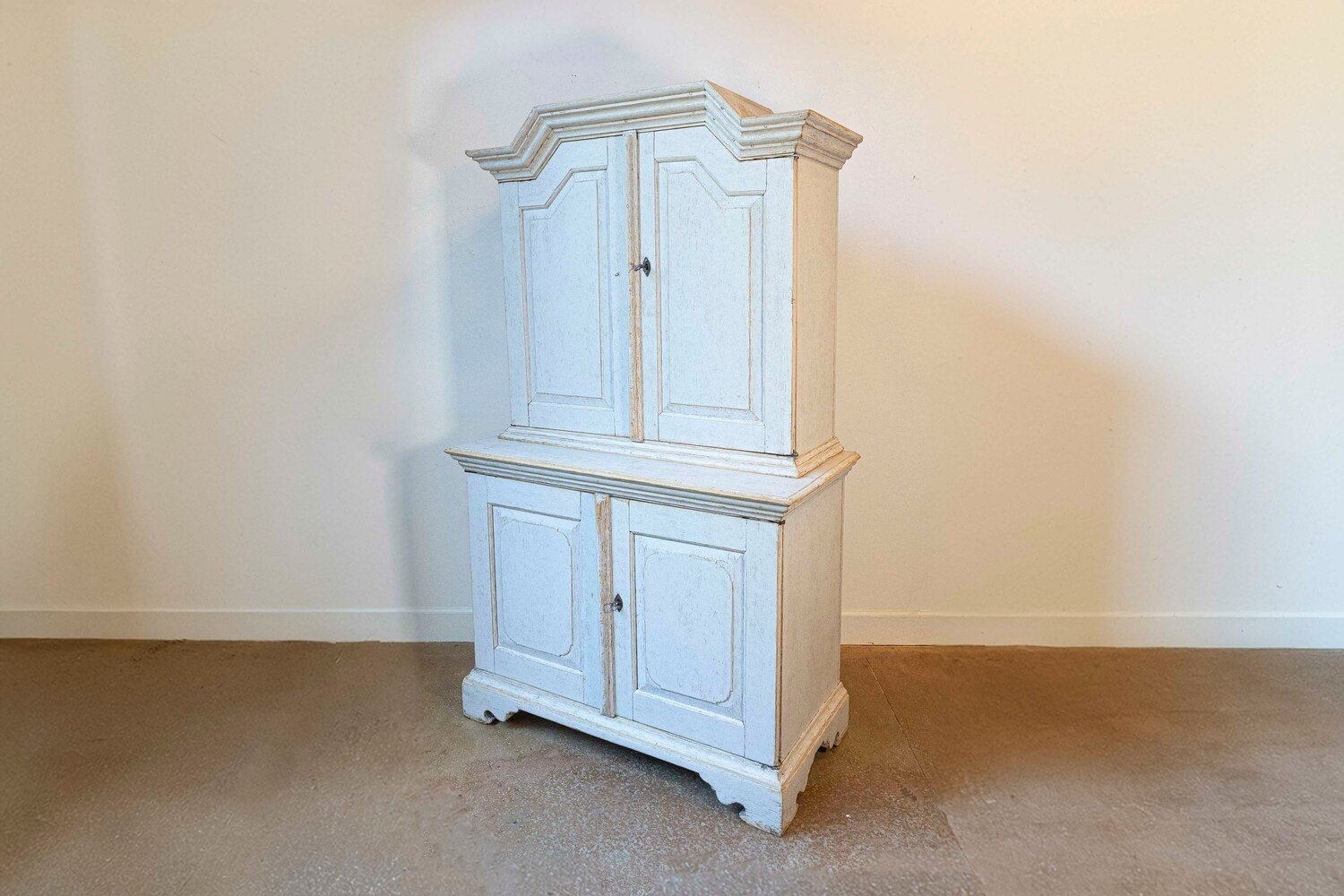 Swedish Baroque Period 1760 Painted Two-Part Cabinet with Four Doors - JAA
