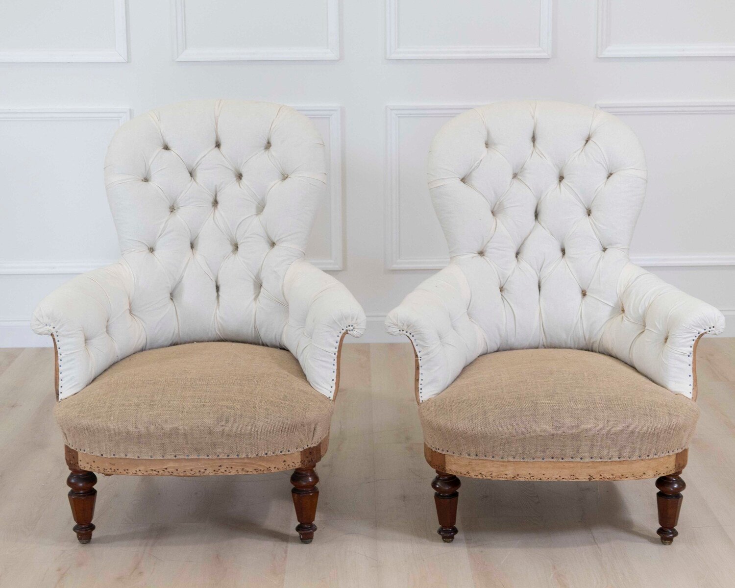 Pair of 20th Century French Chairs, Ready to Upholster - JAA