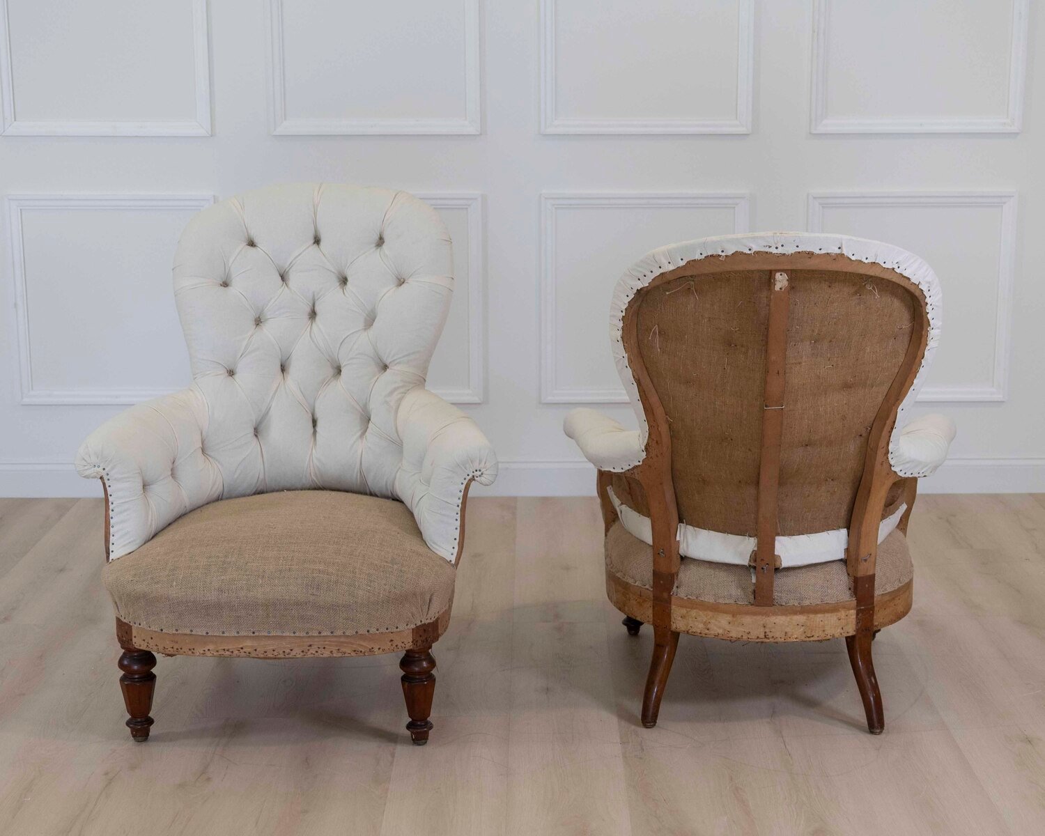 Pair of 20th Century French Chairs, Ready to Upholster - JAA