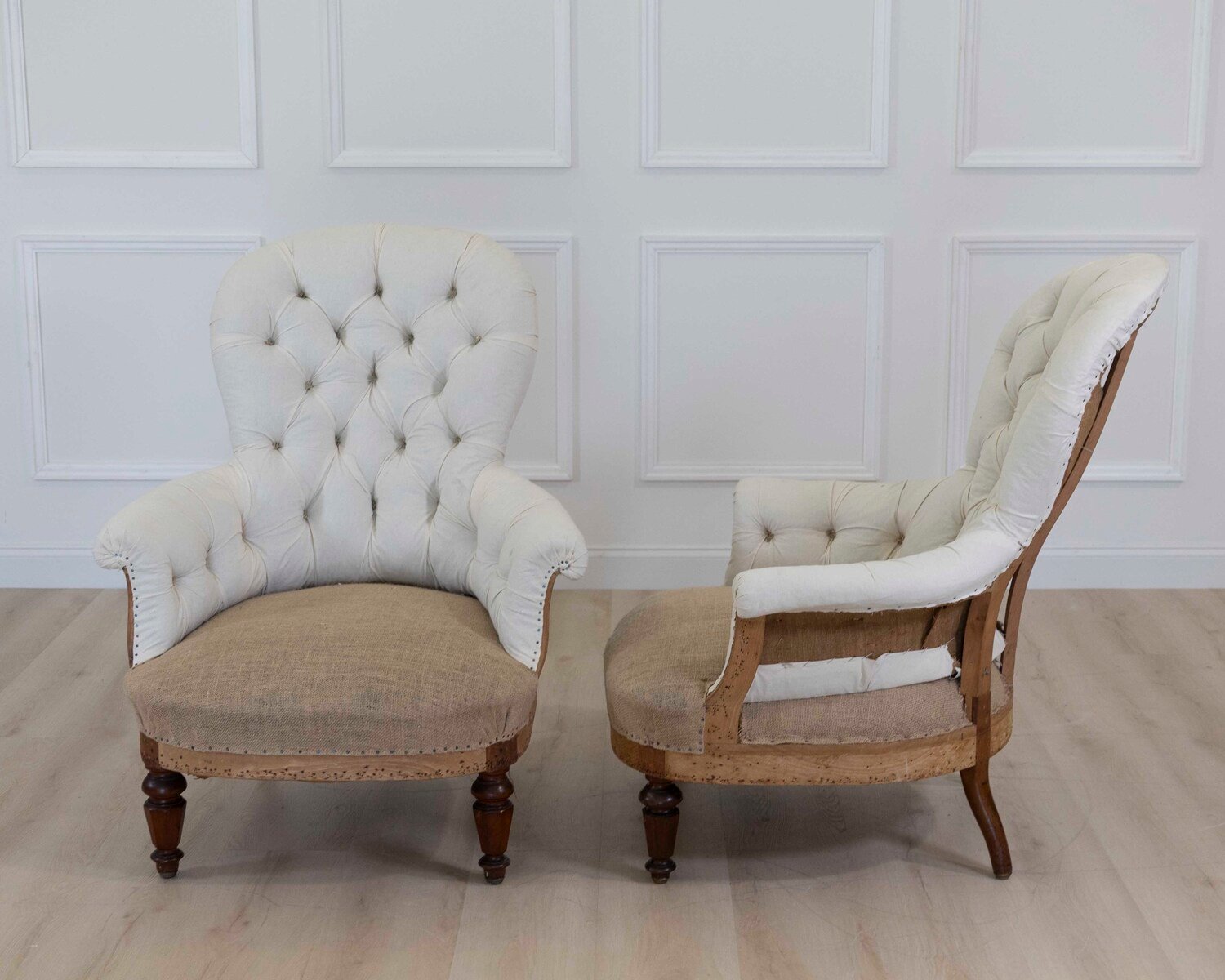Pair of 20th Century French Chairs, Ready to Upholster - JAA