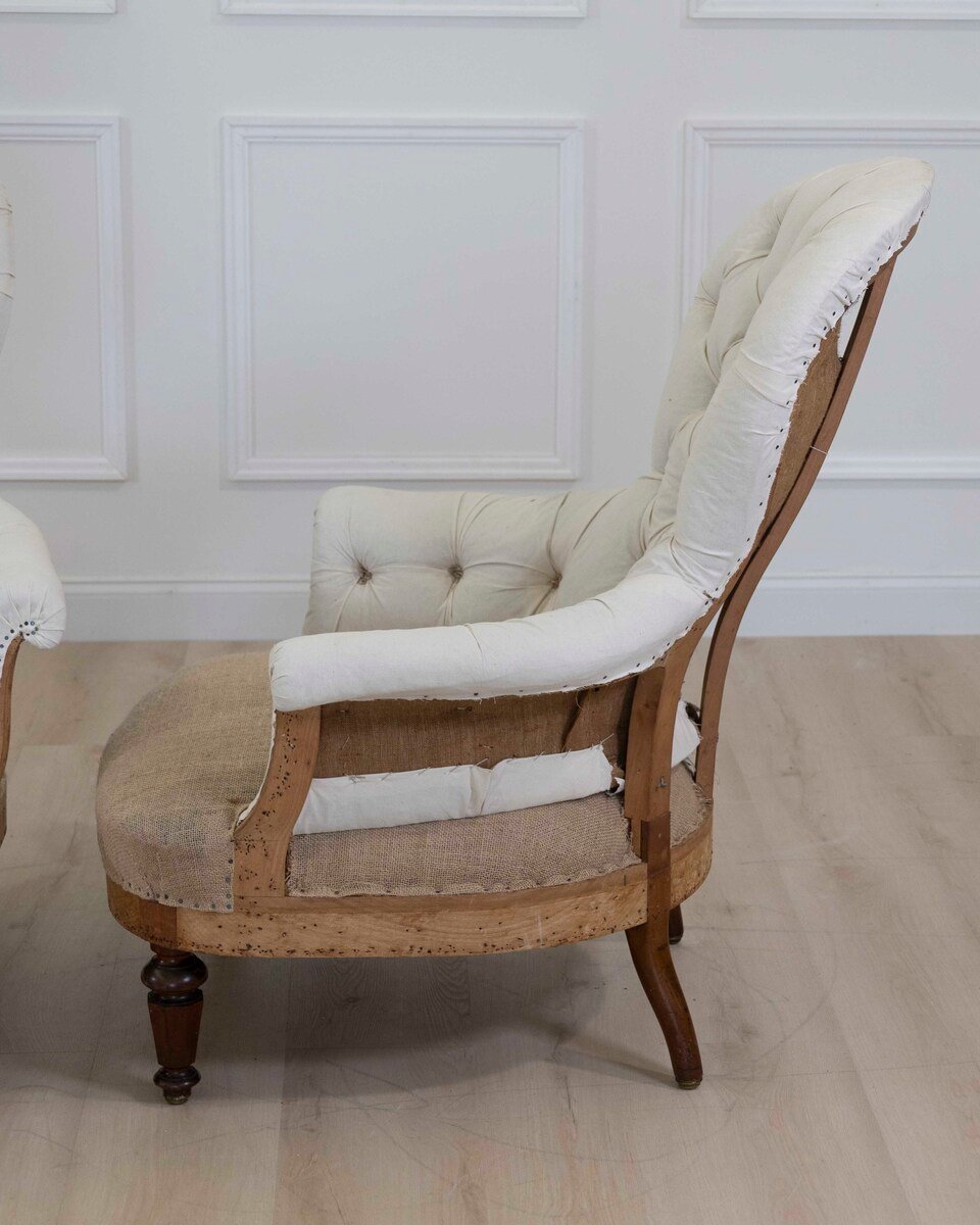 Pair of 20th Century French Chairs, Ready to Upholster - JAA