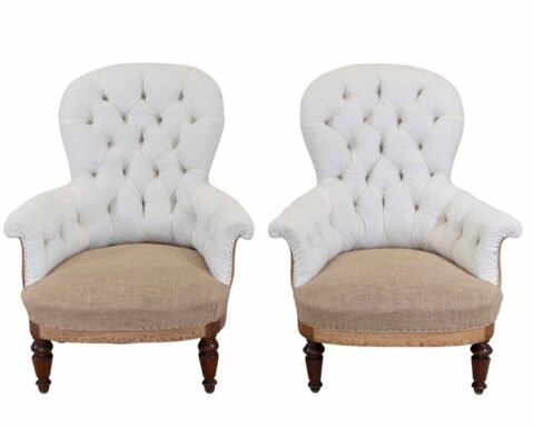 Pair of 20th Century French Chairs, Ready to Upholster