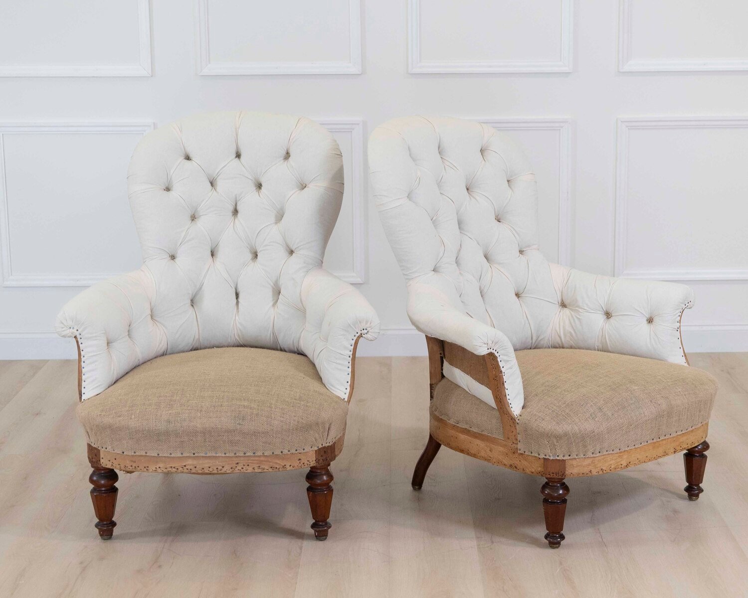 Pair of 20th Century French Chairs, Ready to Upholster - JAA