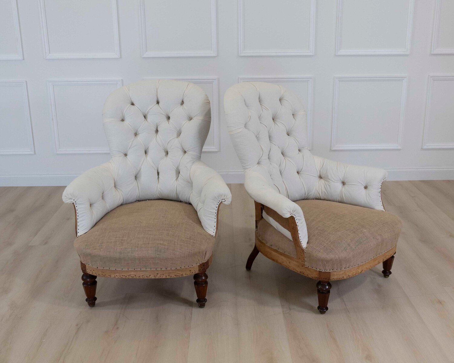 Pair of 20th Century French Chairs, Ready to Upholster - JAA