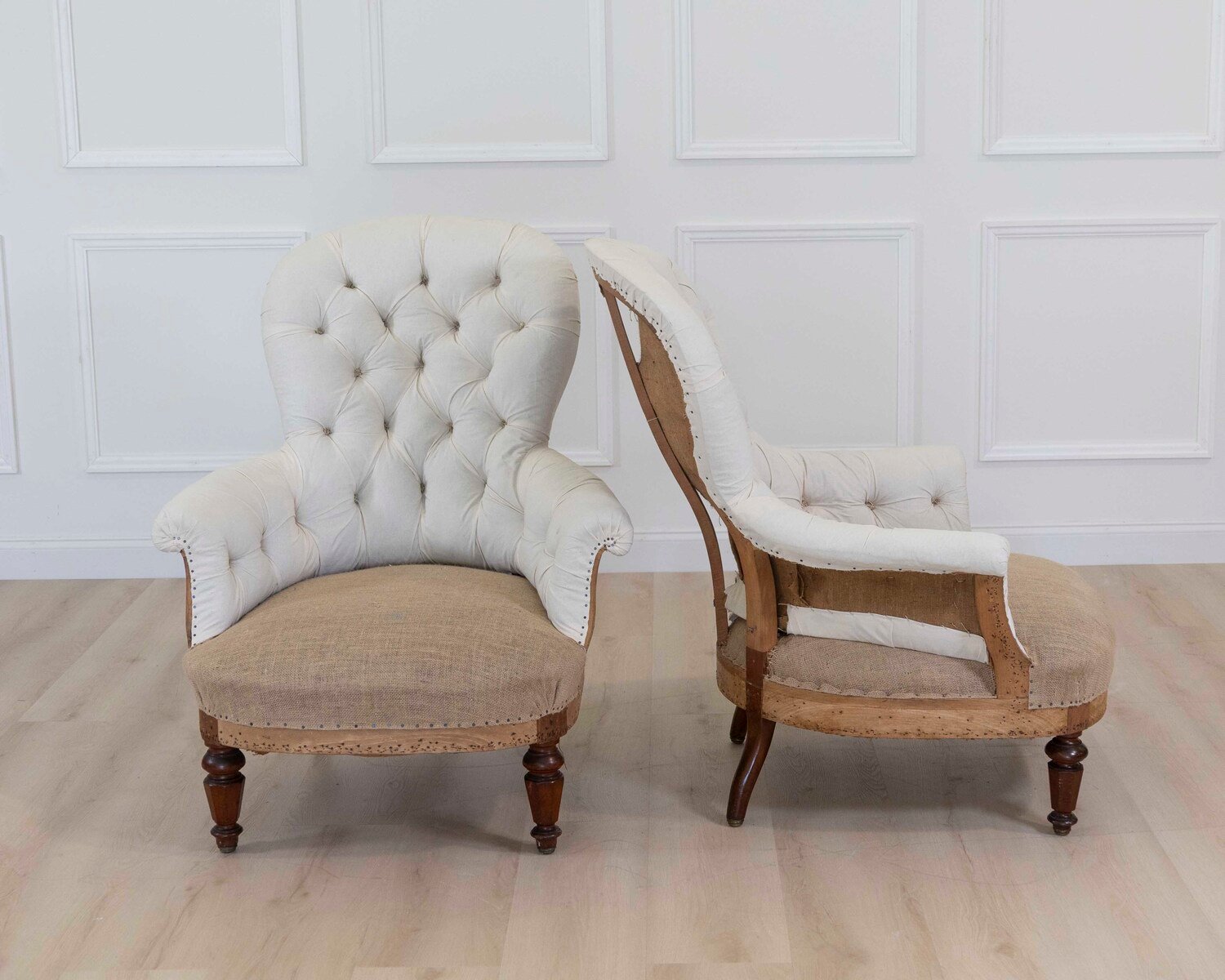 Pair of 20th Century French Chairs, Ready to Upholster - JAA
