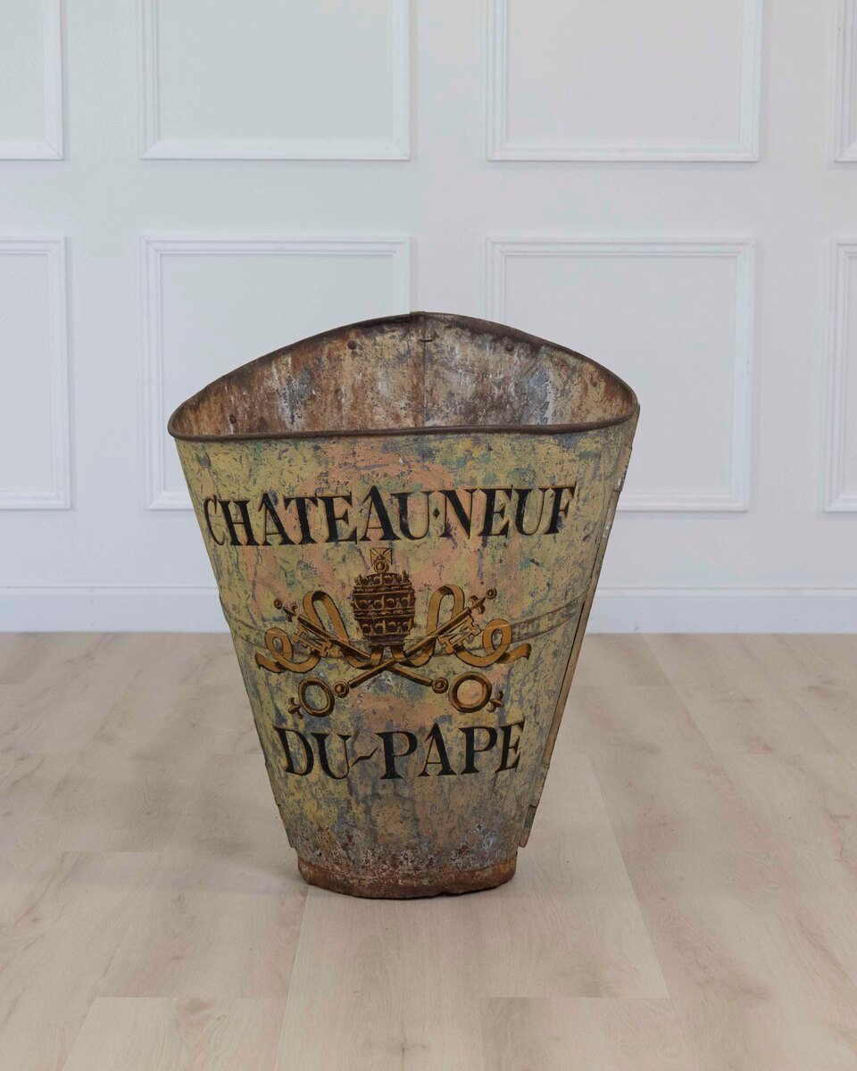 19th century French grape picking hod with later paint decoration. 1900. - JAA