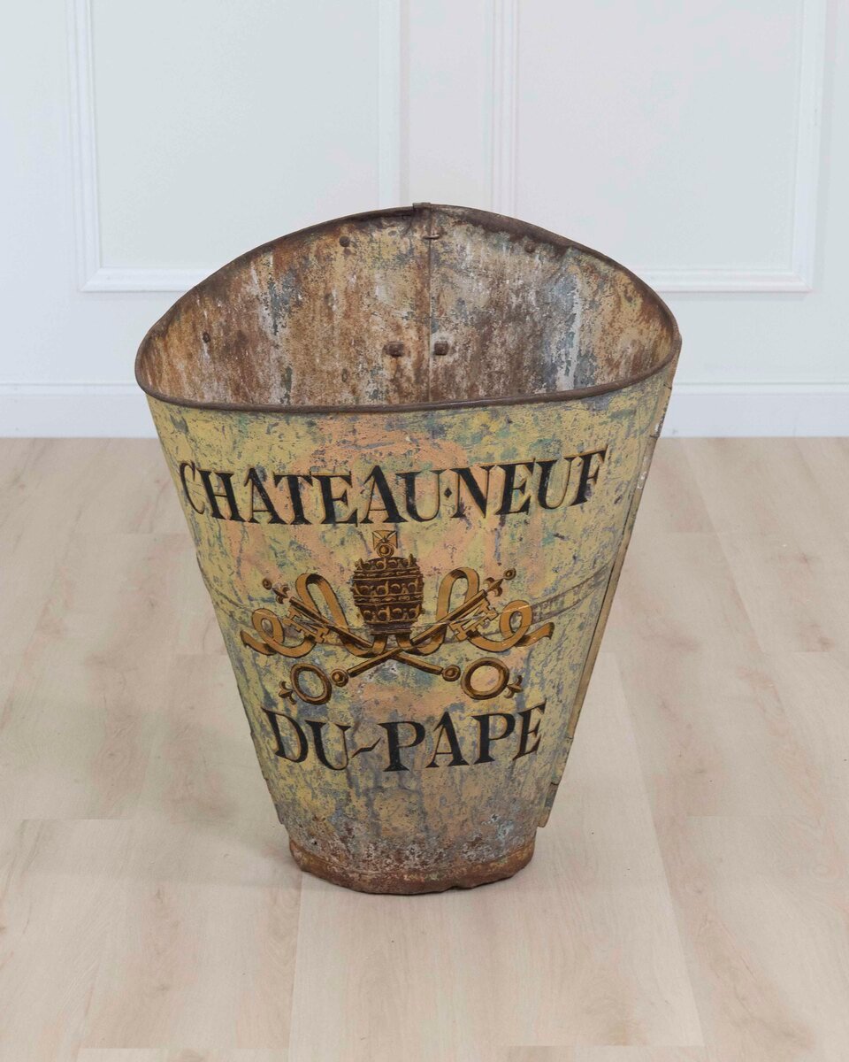 19th century French grape picking hod with later paint decoration. 1900. - JAA