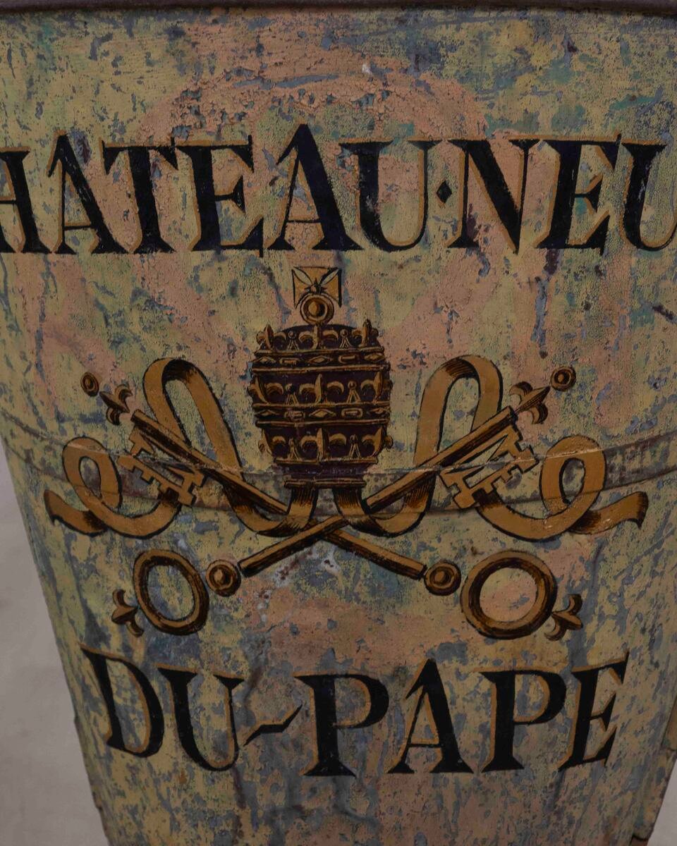 19th century French grape picking hod with later paint decoration. 1900. - JAA