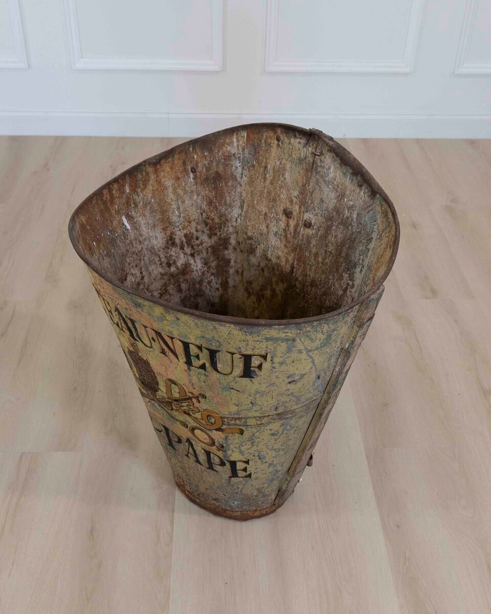 19th century French grape picking hod with later paint decoration. 1900. - JAA