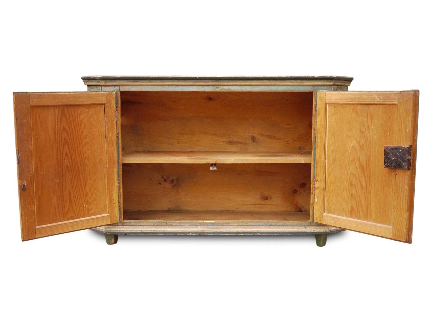 Painted Tyrolean sideboard with chamfered edges, made of painted softwood, datable to around 1820. - JAA