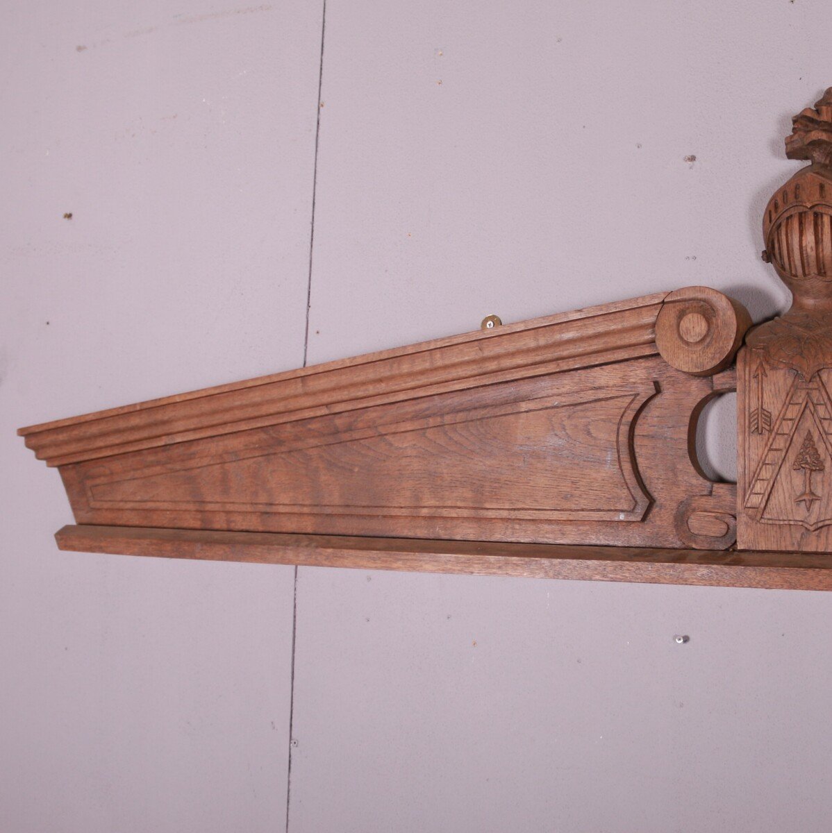 French 19th Century Carved Oak Door Pediment - JAA