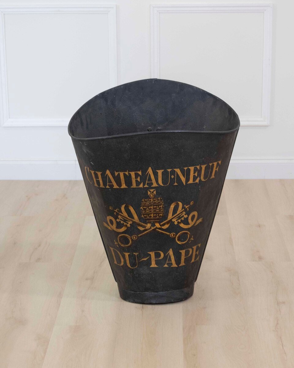 19th century French grape picking hod with later paint decoration. 1900. - JAA