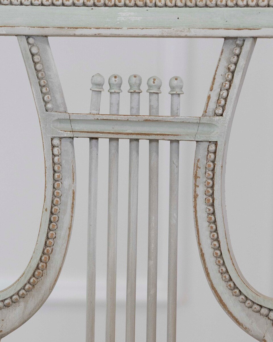 Pair of Antique French Neoclassical Painted Chairs in Antique Linen - JAA