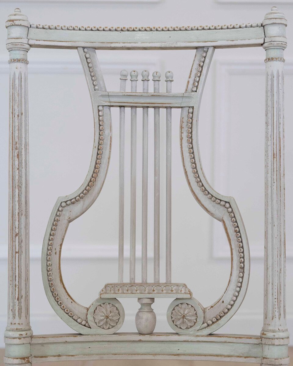 Pair of Antique French Neoclassical Painted Chairs in Antique Linen - JAA