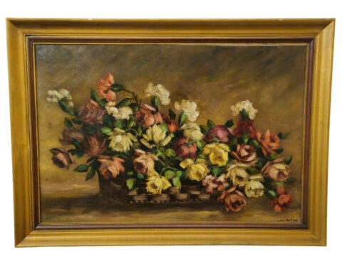 Large oil on panel signed Ivan Gorini – still life with flowers