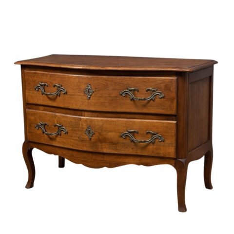 Antique Louis XV Style Curved Walnut Commode