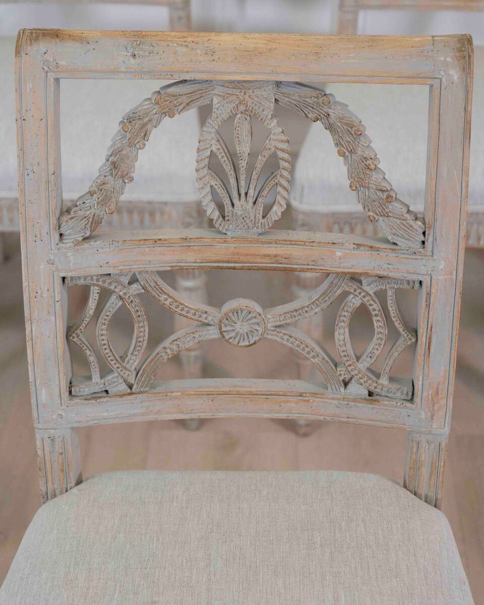Matched Set of Ten Swedish 18th Century Gustavian Painted Chairs from Lindome - JAA