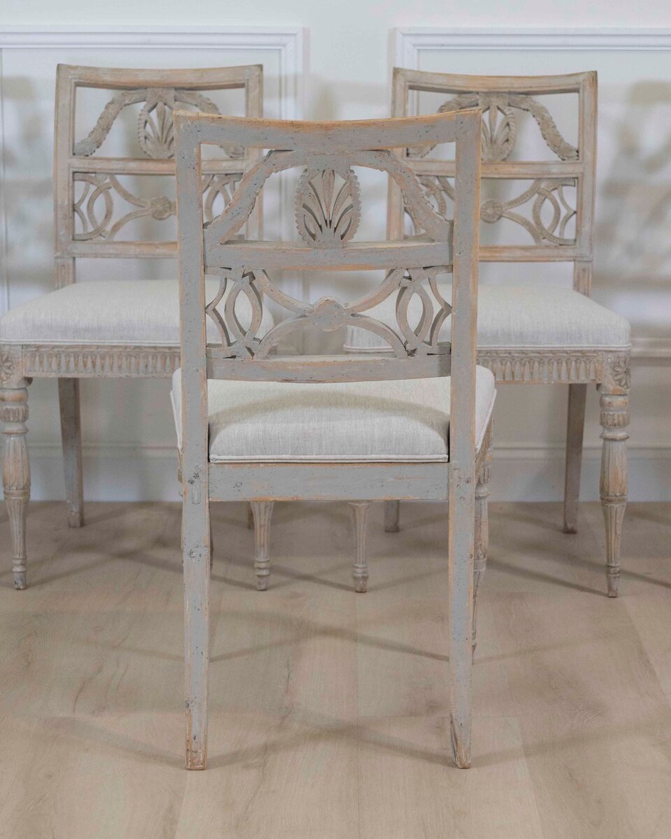 Matched Set of Ten Swedish 18th Century Gustavian Painted Chairs from Lindome - JAA