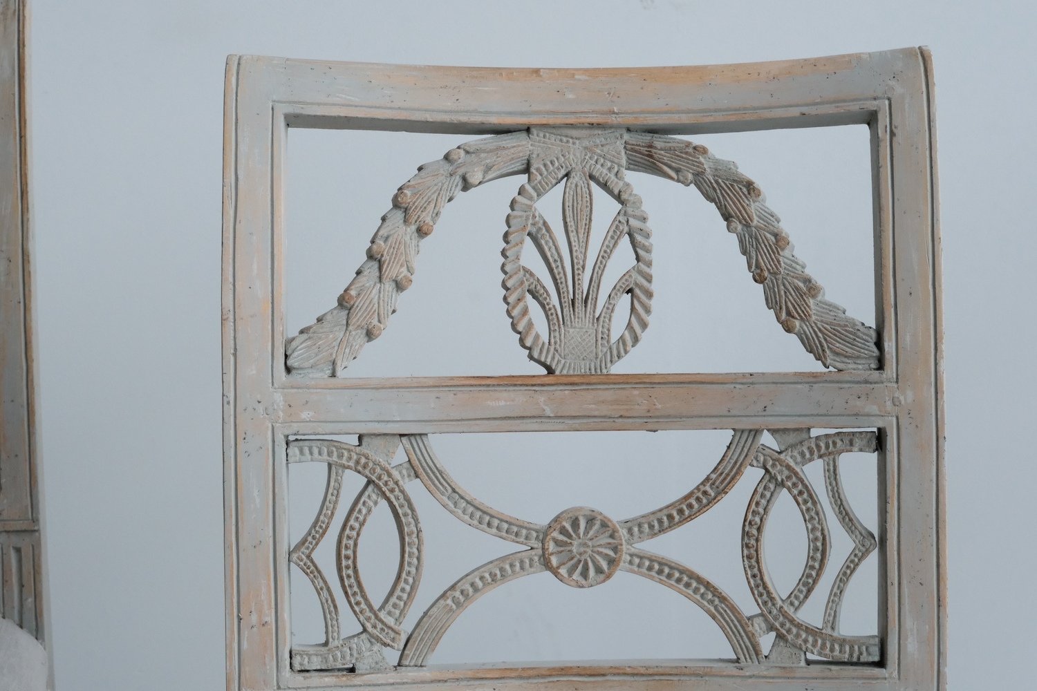 A matched set of 10 unusual period Gustavian chairs, made in Lindome, repainted and newly upholstered in linen - JAA