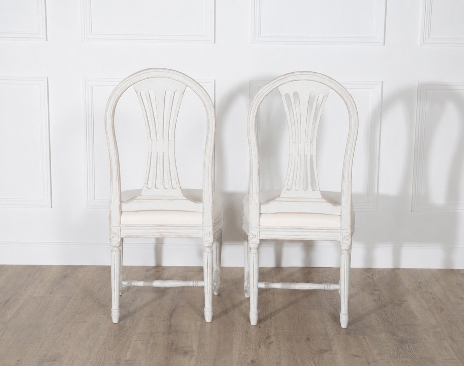 Set of 12 Early 20th Century Swedish Gustavian Style Dining Chairs in Painted Wood - JAA