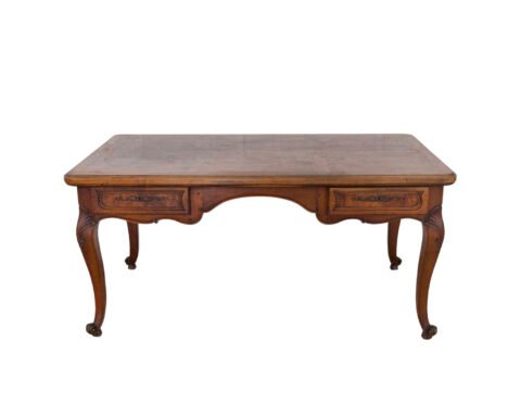 Louis XV Style Flat Center Desk in Walnut and Elm