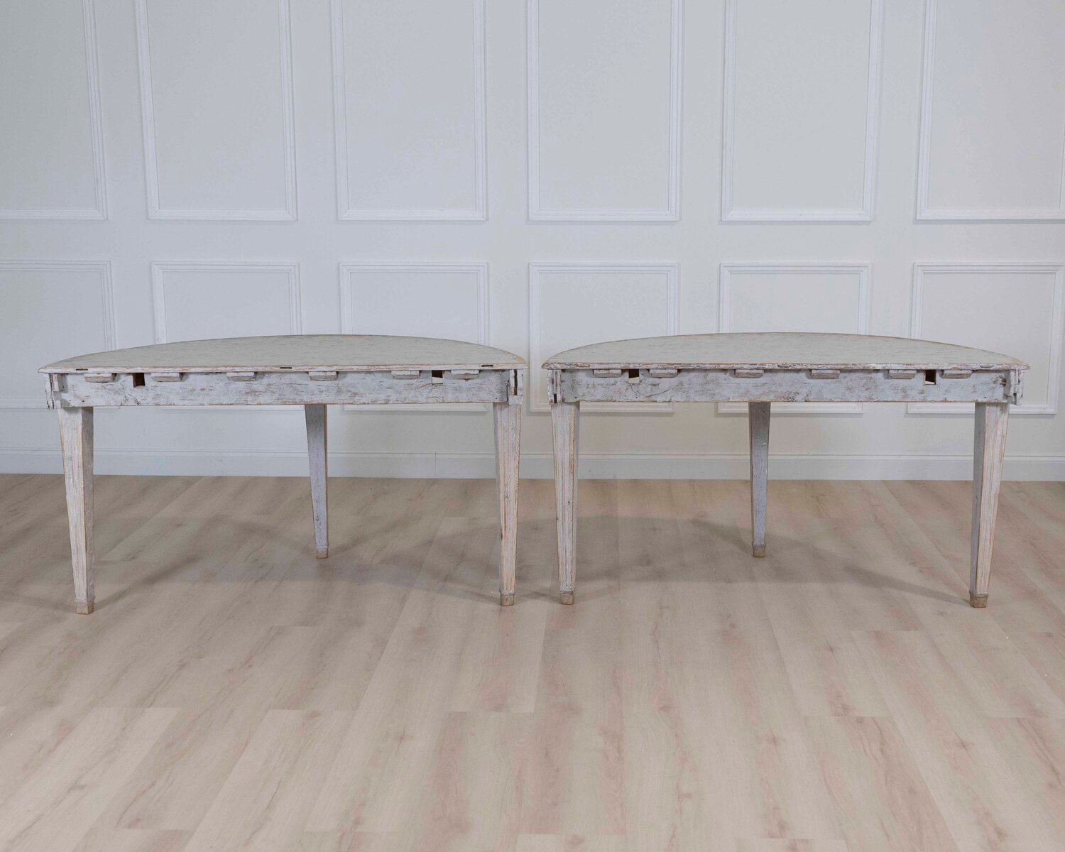 Pair of Swedish 19th Century Gustavian Style Demi-Lune Tables - JAA