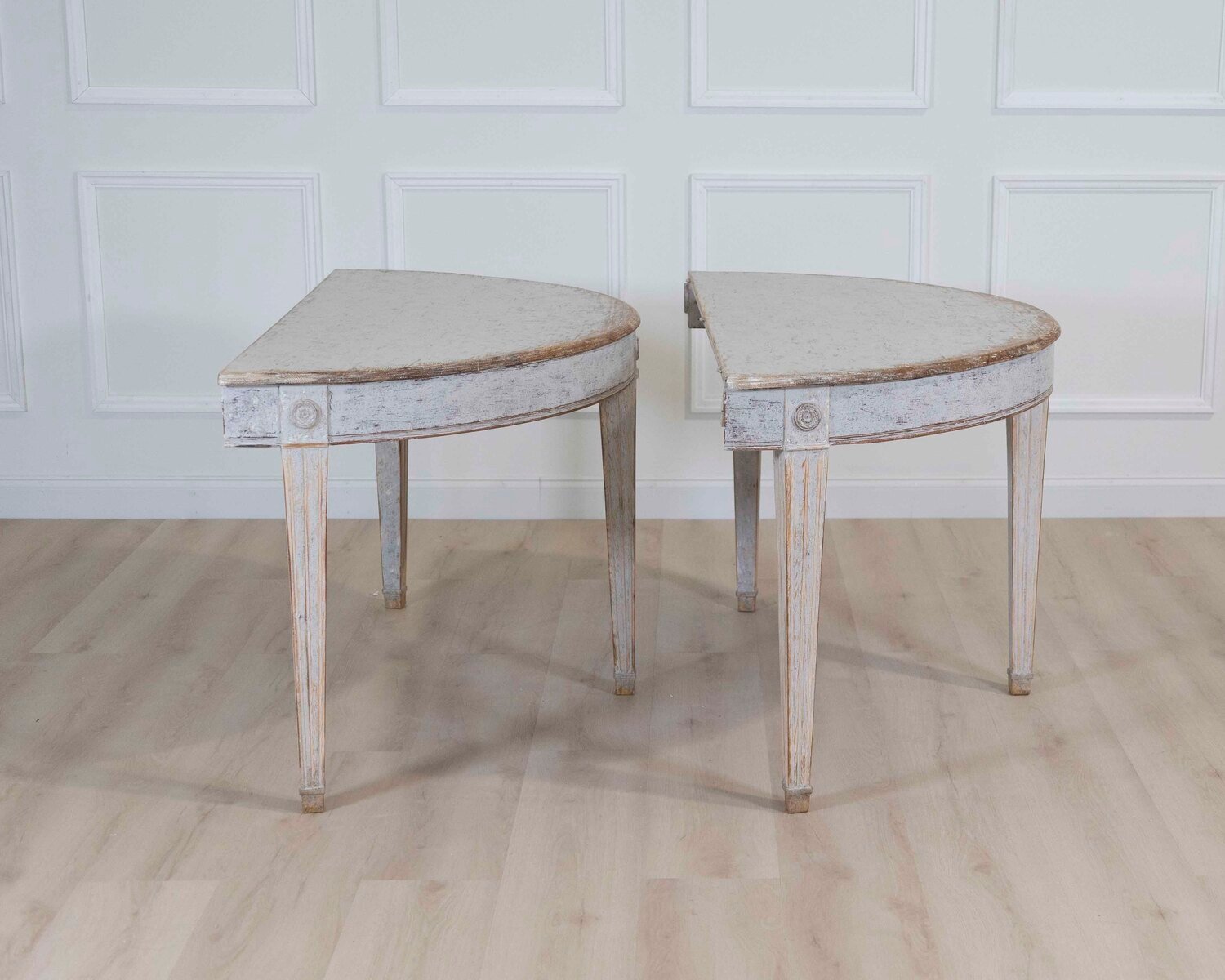 Pair of Swedish 19th Century Gustavian Style Demi-Lune Tables - JAA