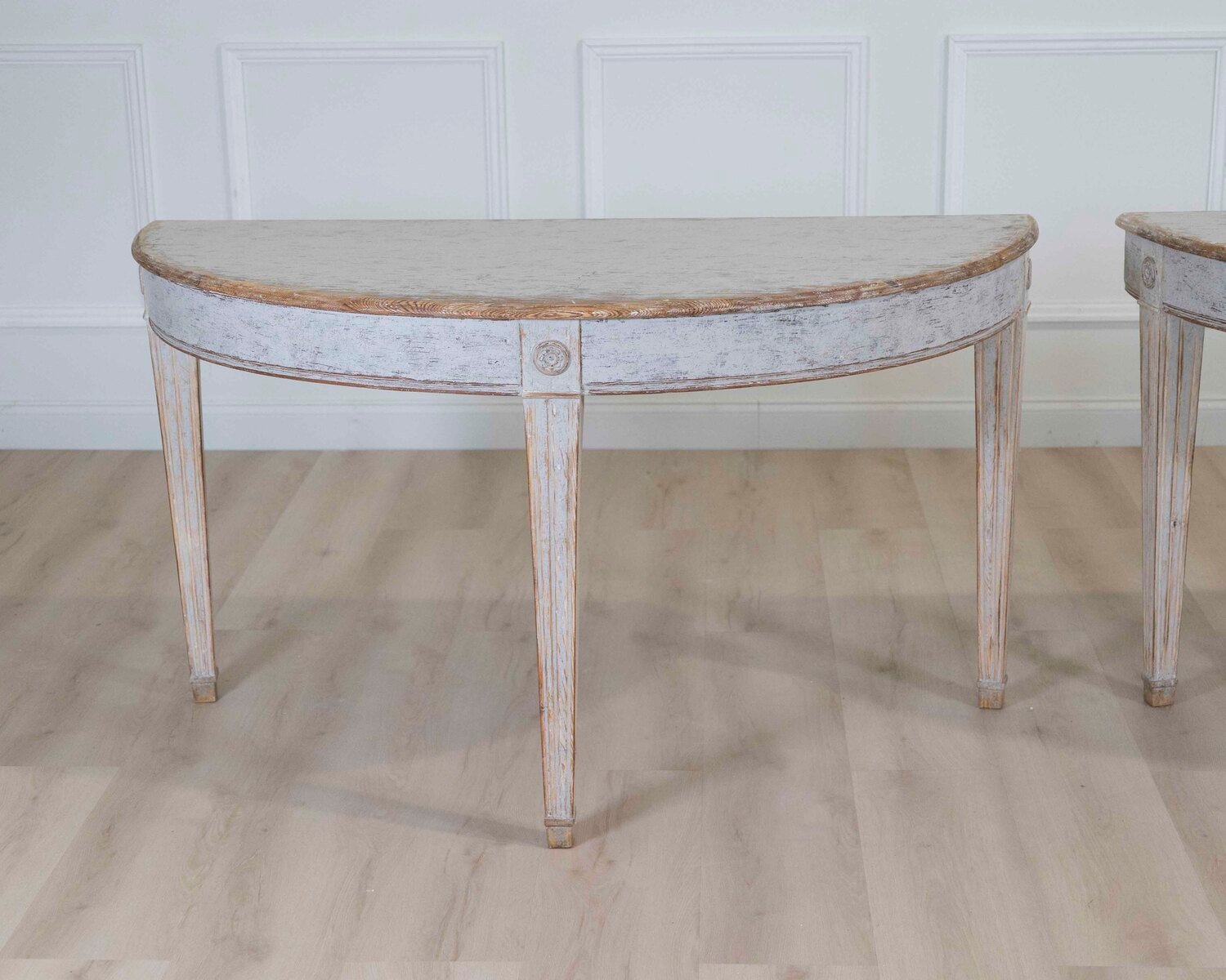 Pair of Swedish 19th Century Gustavian Style Demi-Lune Tables - JAA